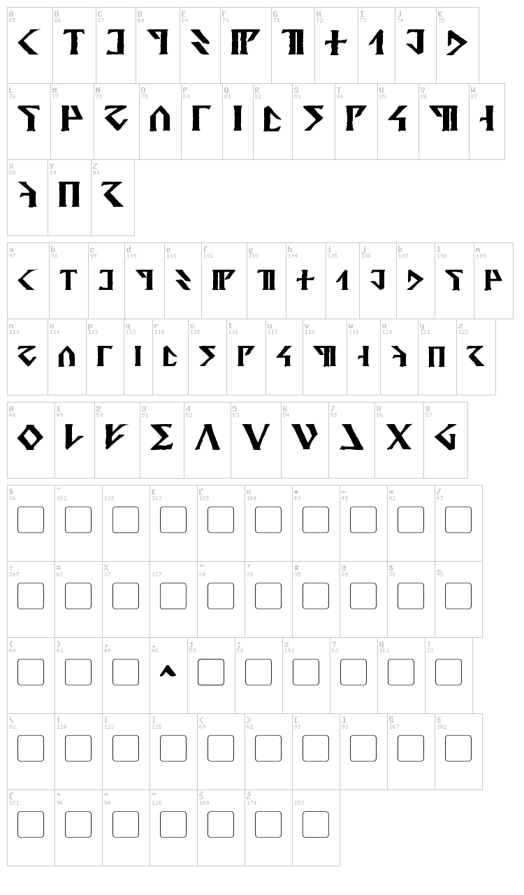Davek font map